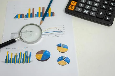 Business document graph management information marketing report and paperwork Stock Photos