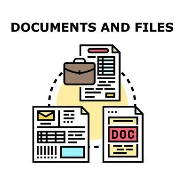 Business document management system organizing data files Stock Illustration