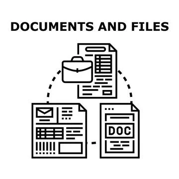 Business document management system organizing data files 库存插图