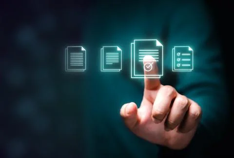 Business document paper icon, Document Management System, DMS. Stock Photos
