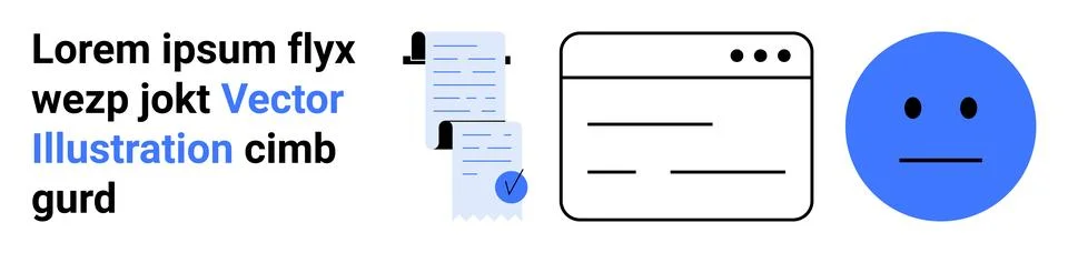 Business Document Verification with Browser Interface and Emotional Signifier Stock Illustration