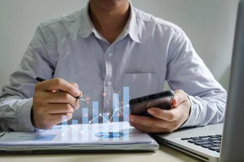 Business documents and graphs Stock Photos