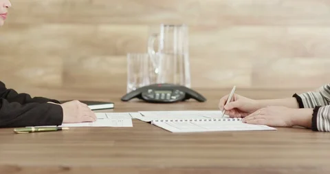 Business documents being signed and handshake - 2 women Stock Footage 92212660