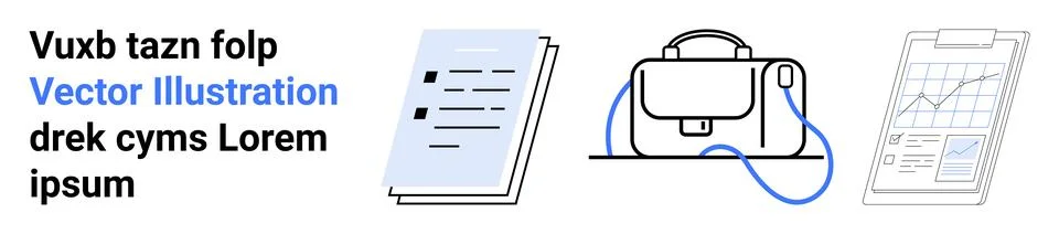 Business Documents, Briefcase, and Data Chart Illustration for Corporate Them Stock Illustration