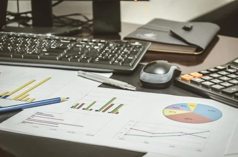 Business documents charts Stock Photos