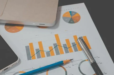 Business documents graph financial Stock Photos