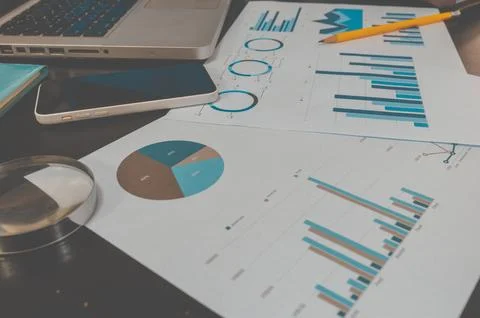Business documents graph financial Stock Photos