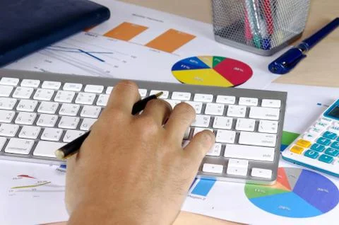 Business documents keyboard Stock Photos