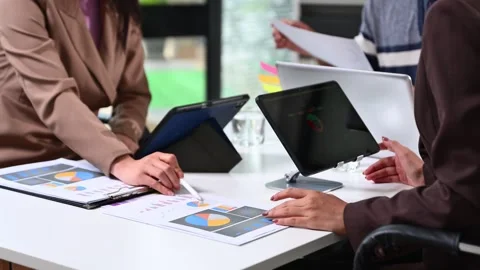 Business documents on office table with smart phone and calculator digital .. Vídeos de archivo 312439428