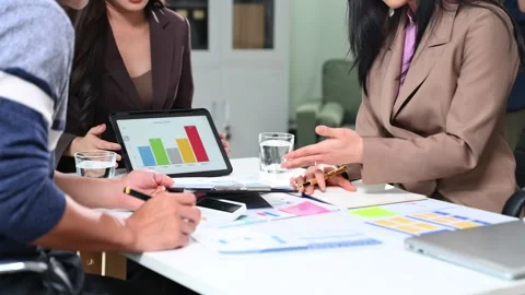Business documents on office table with smart phone and calculator digital .. Stock Footage 312443531
