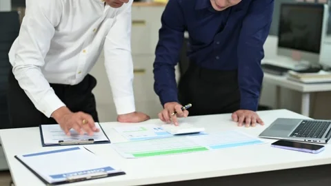 Business documents on office table with smart phone and calculator digital .. Stock Footage 312714638