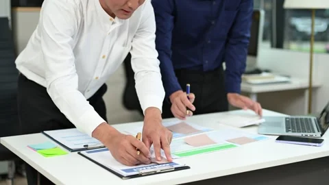 Business documents on office table with smart phone and calculator digital .. Stock-Footage 312714644