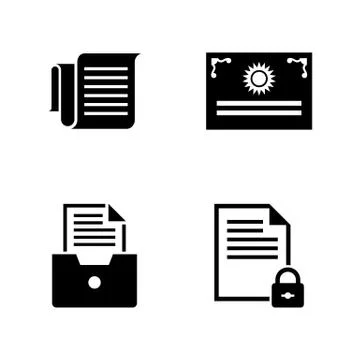Business Documents. Simple Related Vector Icons Stock Illustration