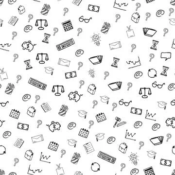 Business doodle seamless pattern Stock Illustration