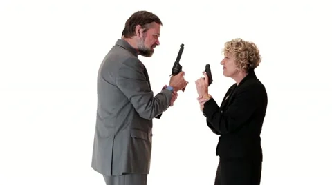 Business duel with cheating partner Stock Footage
