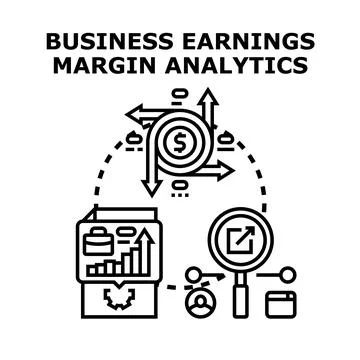 Business earnings margin analytics developing financial income strategy Stock Illustration