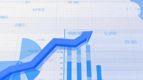 Business Economy Data Graph Chart Bar Growth Success 3D illustration backgro Stock Illustration