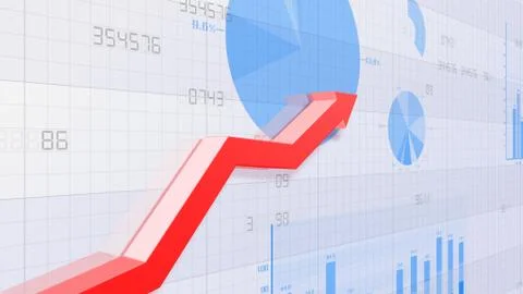 Business Economy Data Graph Chart Bar Growth Success 3D illustration backgro Stock Illustration