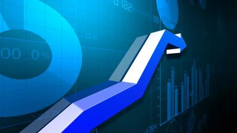 Business Economy Data Graph Chart Bar Growth Success 3D illustration backgro Stock Illustration