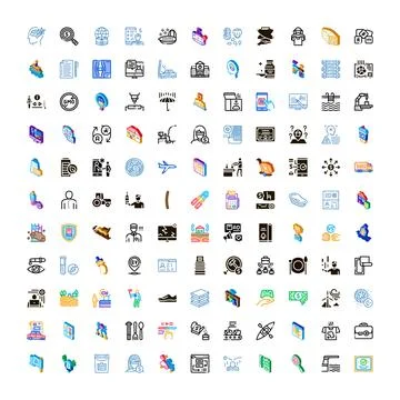 Business education technology web ui isometric icons Illustrazione stock