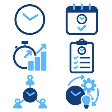 Business efficiency and time management icon collection with management Stock Illustration