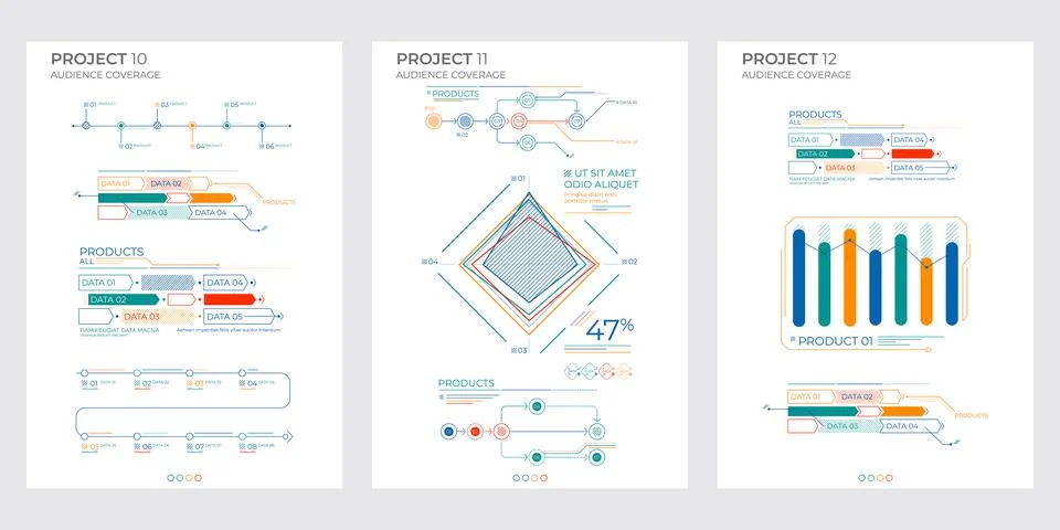 Business elements charts in color. Vector illustration. Stock Illustration