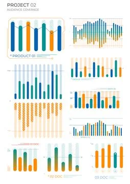 Business elements charts in color. Vector illustration. Stock Illustration