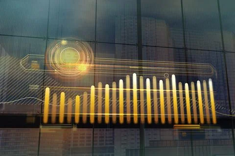 Business elements charts in gold. Bitmap illustration. イラスト素材
