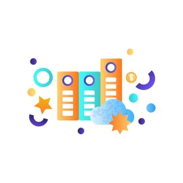 Business elements, data cloud storage, management, finance, strategy, marketing 스톡 일러스트