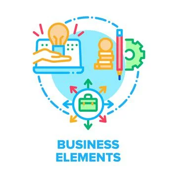 Business Elements Equipment Vector Concept Color イラスト素材