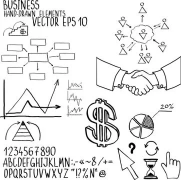 Business elements. Hand-drawn Stock Illustration