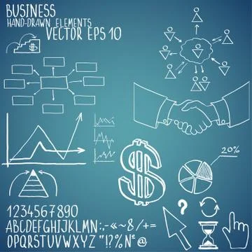 Business elements. Hand-drawn Stock Illustration