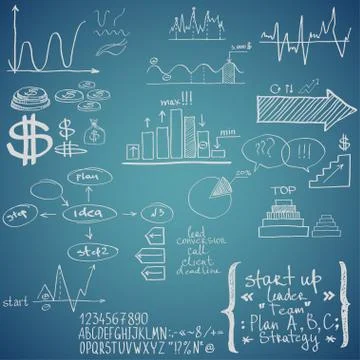 Business elements. Hand-drawn イラスト素材