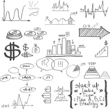 Business elements. Hand-drawn 스톡 일러스트