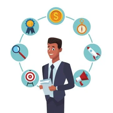 Business elements network businessman Ilustración de archivo