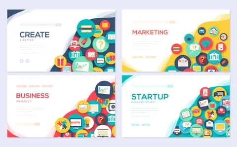 Business elements vector brochure cards set.  Marketing template of flyear, we イラスト素材