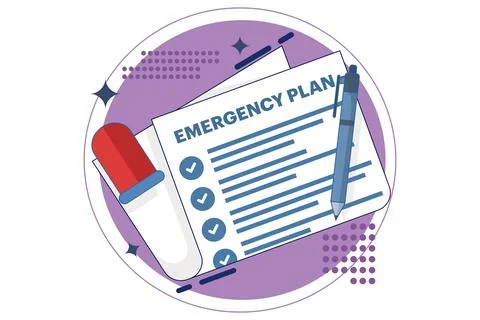 Business emergency plan concept, disaster checklist. Ilustración de archivo
