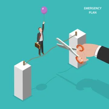 Business emergency plan isometric vector concept. Stock Illustration