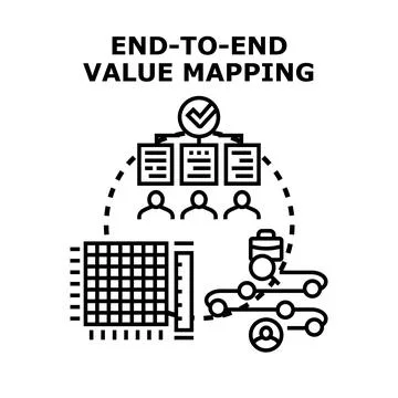 Business end to end value mapping process management development Stock Illustration