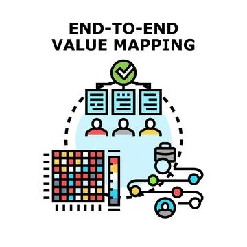 Business end to end value mapping process management development 스톡 일러스트