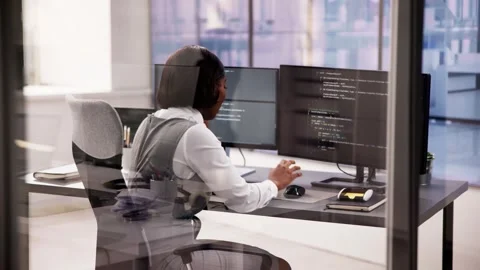 Business Engineer Analyzing Broken Code Stock Footage 257910567