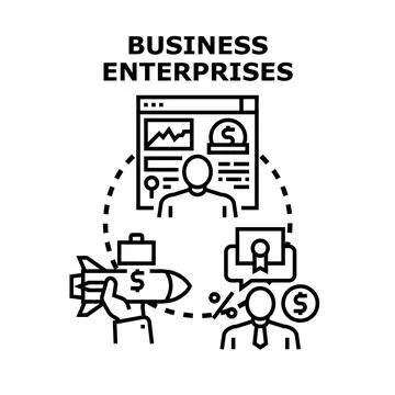 Business enterprises developing company strategy and growth plan Stock-Illustration