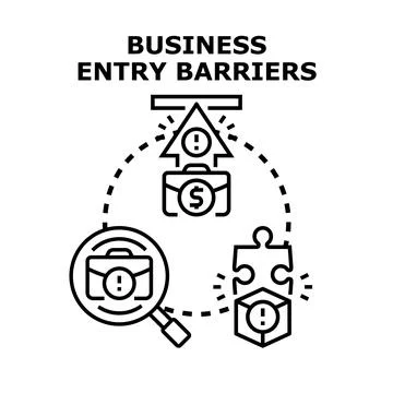 Business entry barriers concept vector illustration icon Illustrazione stock