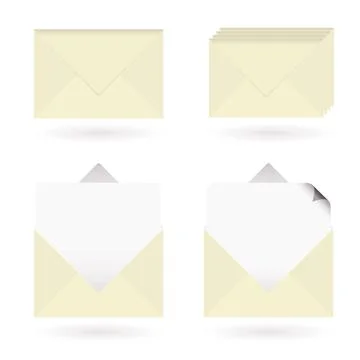 Business envelopes open Set of four business icons with envelopes and drop... Stock Photos