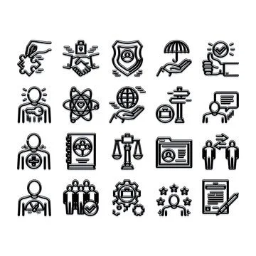 Business ethics integrity morality trust concept icon set Stock Illustration