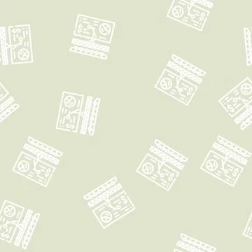 Business event line vector seamless pattern black Stock Illustration