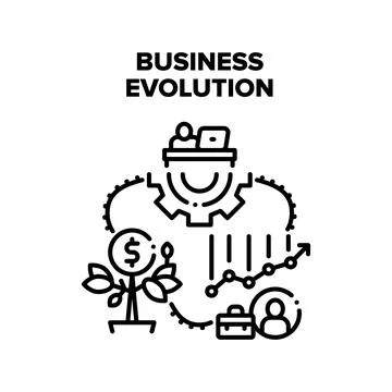 Business Evolution Process Vector Black Illustration Illustrazione stock