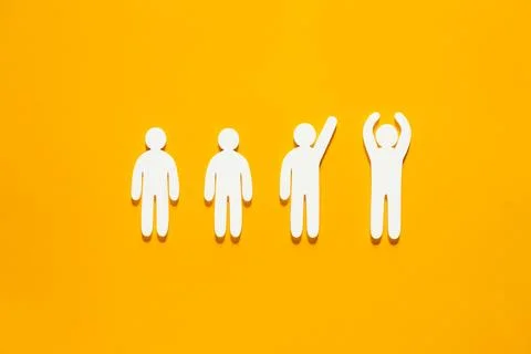 Business evolution, progress and growth concept. Row of 3D figurines Stock Photos