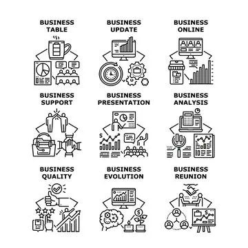 Business Evolution Set Icons Vector Illustrations Stockillustratie