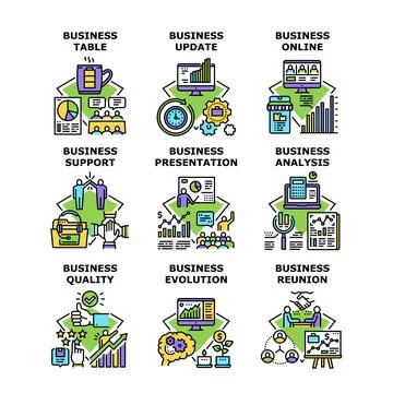 Business Evolution Set Icons Vector Illustrations Illustrazione stock